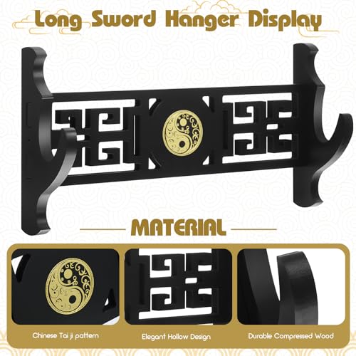 Barydat 14.57 x 7.68 Inch Classic Retro Katana Wall Mount Sword Holder, Samurai Display Rack