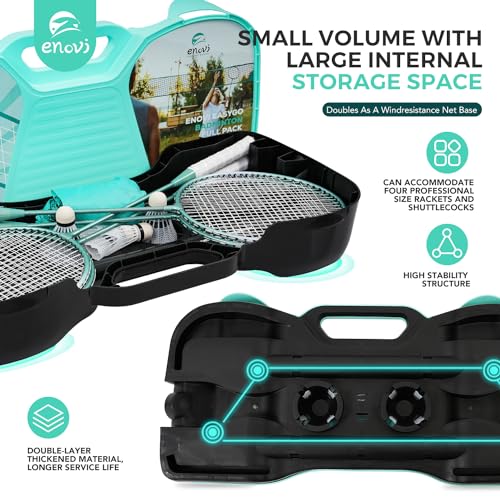 Portable Badminton Set with Net, 4 Rackets & 4 Shuttlecocks