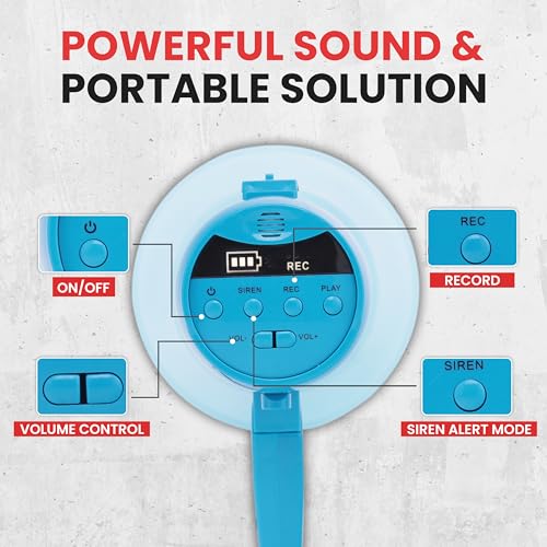 40W Rechargeable Megaphone with Siren & LED Lights - One Size