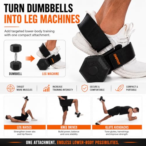 Monkey Foot Dumbbell Attachment - Adjustable Ankle Strap, 2PCS Black
