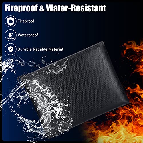 4 Pack Fireproof Document Bags 13.4 x 9.4 Inch Waterproof and Fireproof Money Bag Document Holder with Zipper Fireproof Safe Storage Bag for A4 Documents, Money, Passport and Tablet