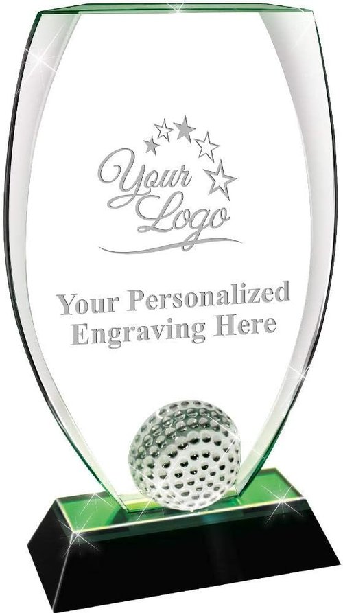 Crown Awards Crystal Golf Trophy - 9.5" Personalized Male Award with Engraving Included