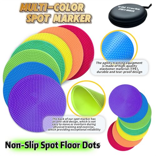14 Pcs Non-Slip Agility Markers - 4 Inch Spot Markers with Storage