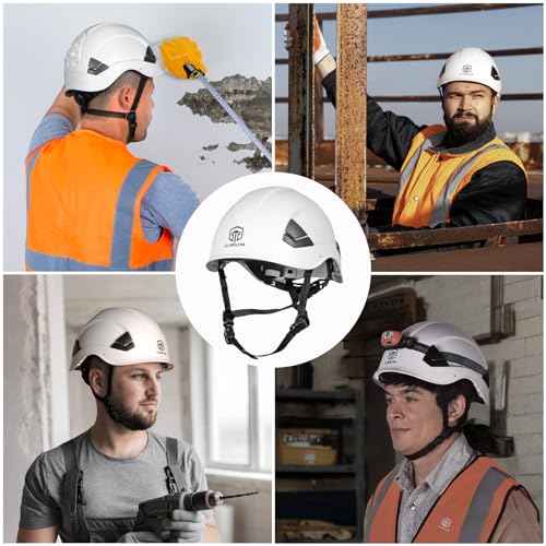 Hard Hat with Chin Strap ANSI Z89.1 Certified Vented Safety Helmet for Construction OSHA Approved Low Profile Adjustable for Men & Women