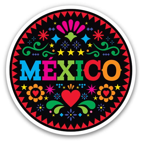 Mexico Colorful Design 3" Vinyl Sticker - Waterproof Decal