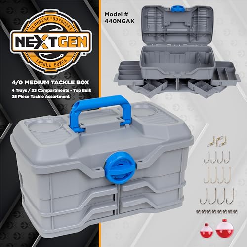 Flambeau Outdoors Medium Tackle Box with 25-Piece Kit - Gray, With Tackle Kit, 4/0