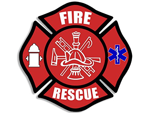 Red Maltese Fire Rescue Sticker - 3 Inch Vinyl Decal for First Responders