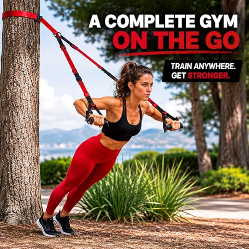 Full Body Suspension Training Straps - 14 Adjustable Lengths, Portable