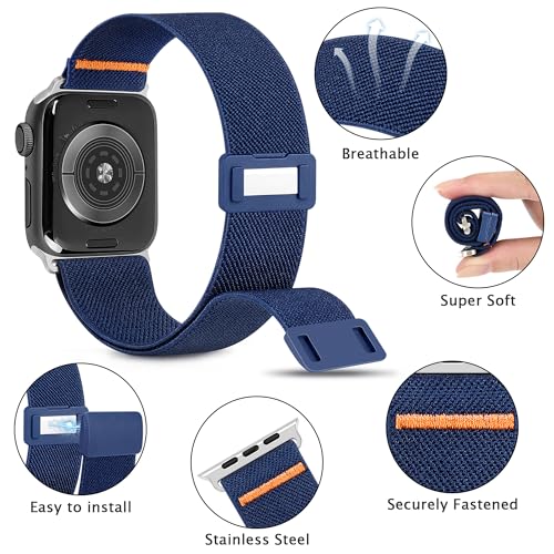 Nylon Elastic Solo Loop Watch Band with Magnetic Clasp - Gray, 49mm