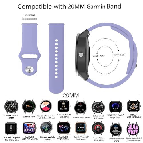 Soft Silicone Sport Strap for Garmin Venu & Vivoactive - Lavender Purple