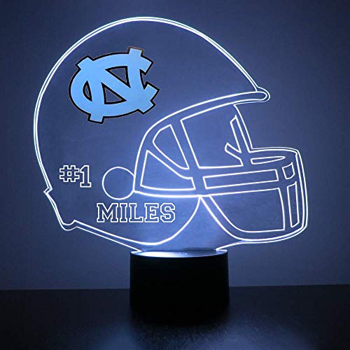 Custom UNC Tar Heels Football Helmet LED Sign Night Light - Remote, Personalized Text