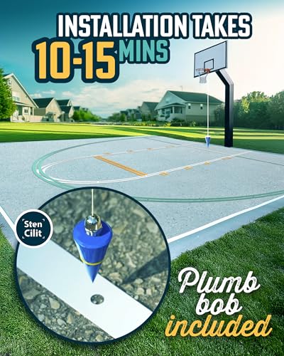 Basketball Court Stencil Kit - Heavy Duty Plastic, Reusable, 3-Point & Key - BASKETBALL