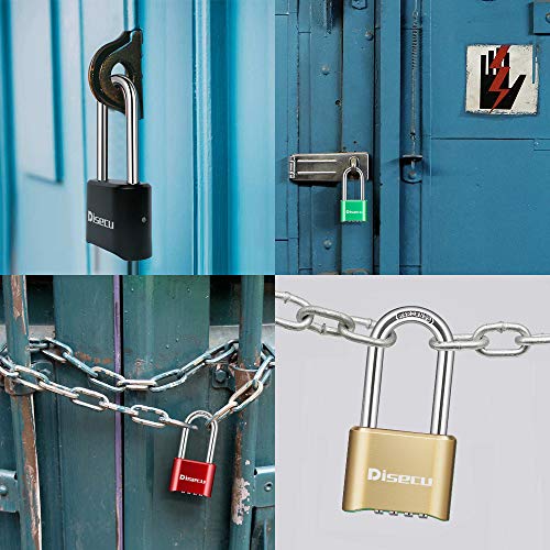 Heavy Duty 4 Digit Combination Lock 2.5 Inch Long Shackle Outdoor Waterproof Padlock for School Gym Locker, Fence, Gate, Case, Hasp Storage (Brass, 2 Pack)