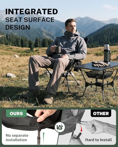 Gonex XL Portable Camping Chair Black Ripstop Collapsible Backpacking Beach Seat