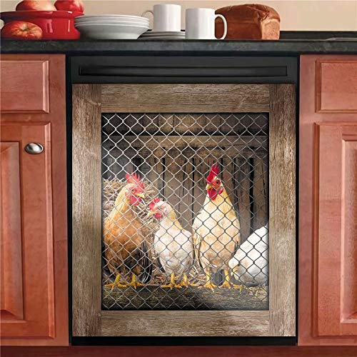 Country Rooster Dishwasher Cover Vinyl Sticker, 23x26 Inches