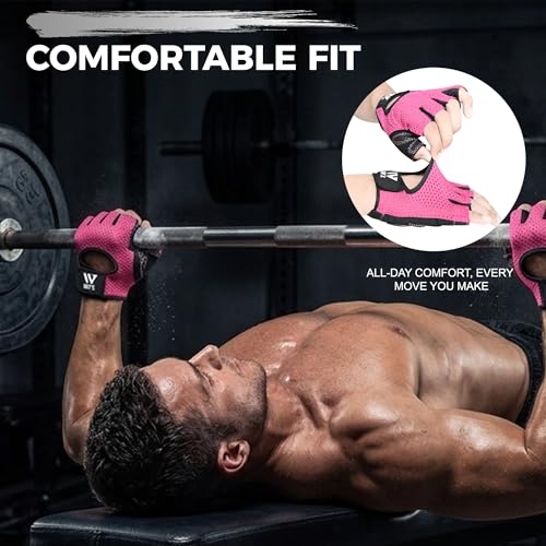 Breathable Half Finger Cycling Gloves - Pink/Medium