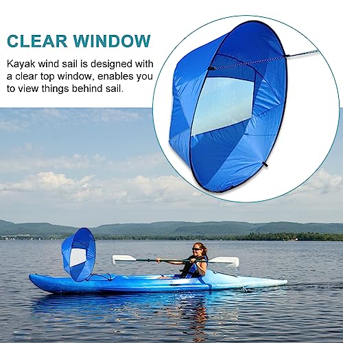 Portable Kayak Wind Sail with Transparent Window - Blue