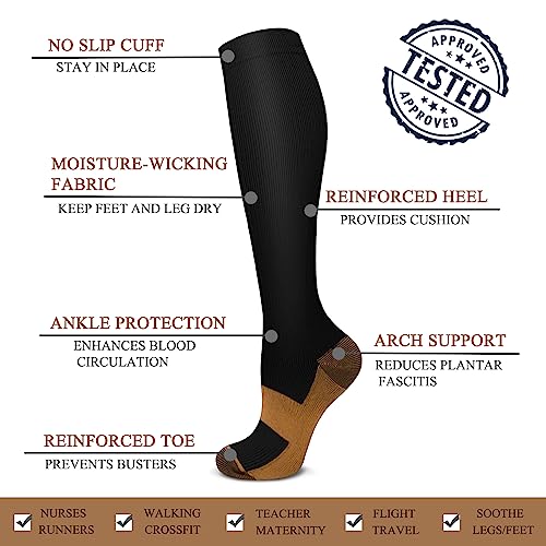 Compression Socks for Men & Women - 4 Pairs for Running, Nurses, and Travel