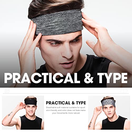 Men's Sweat Wicking Headbands - 3-Pack Black Head Band Set