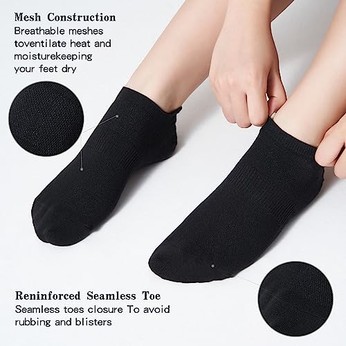 Varietyou Men's & Women's 6-12 Pairs Thin No-Show Ankle Socks Black 9-11/6 Pairs