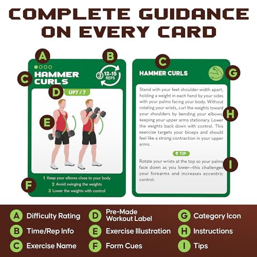 75 Dumbbell Workout Cards - Full Body Exercise Deck for Home Fitness