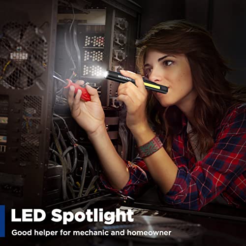 WORKPRO Rechargeable Pen Light with UV & 450 Lumen LED Flashlight - Black