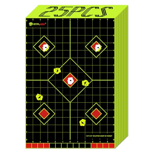 25 Pack Atflbox 12x18 inch Splatter Paper Shooting Targets with Adhesive Stickers