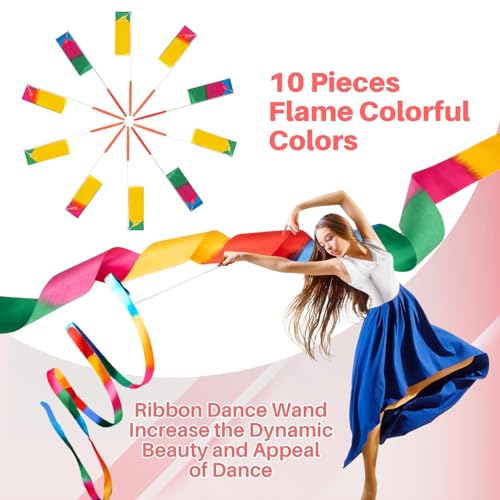 10PCS Dance Ribbons Set - Gymnastics Wand for Artistic Dance, Small