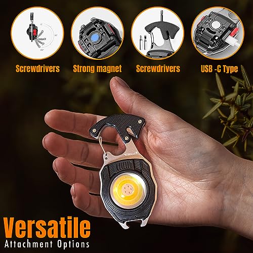 LED Flashlight Multitool Keychain with Magnet - 1 Pack