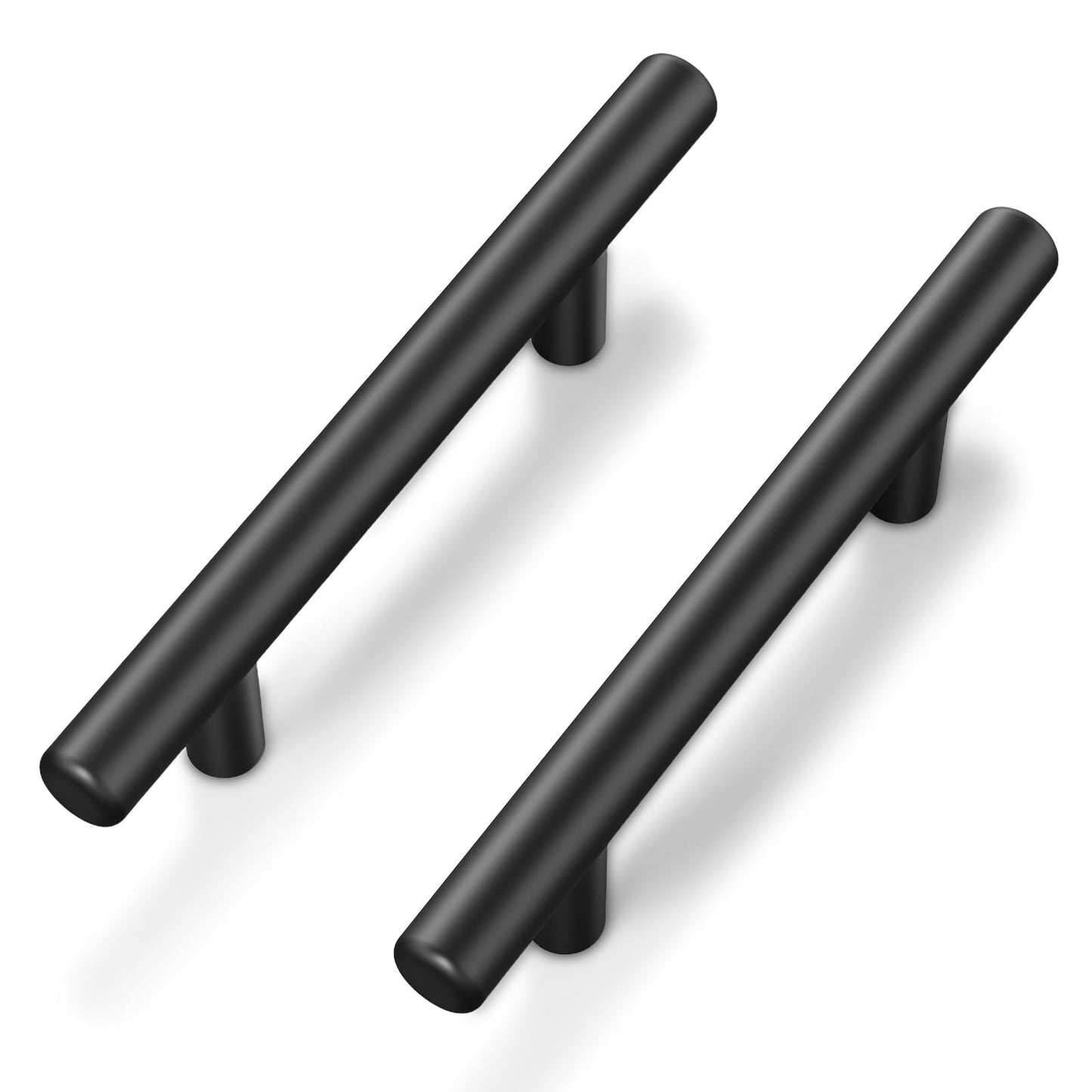 Plustool 50Pack Matte Black Cabinet Handles, 3''Hole Centers Kitchen Drawer Pulls, Stainless Steel Dresser Hardware for Kitchen Bathroom Bedroom - 5''Overall Length