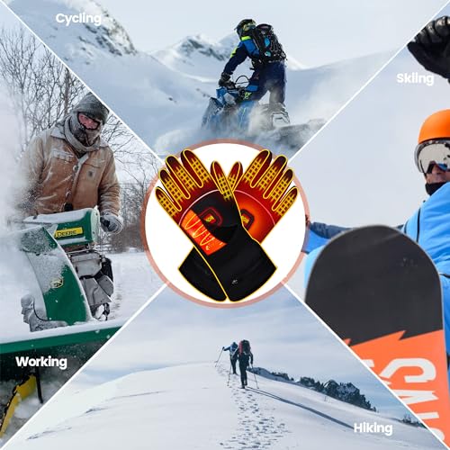 Men's Rechargeable Heated Gloves X-Large Waterproof Touchscreen Winter Warmers