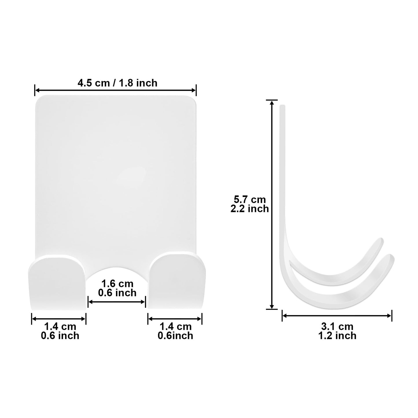 Diesisa Razor Holder for Shower + Adhesive Wall Hooks, Premium 304 Stainless Steel Shower Razor Holder with Heavy Duty Waterproof Sticky Hooks for Hanging Towels, Coat, hat (2+2 Pack)-White