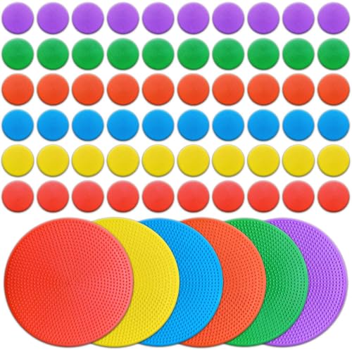 4-Inch Non-Slip Rubber Spot Markers - 24 Pack in 6 Colors