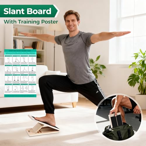 Adjustable Wooden Slant Board for Calf Stretching & Rehab