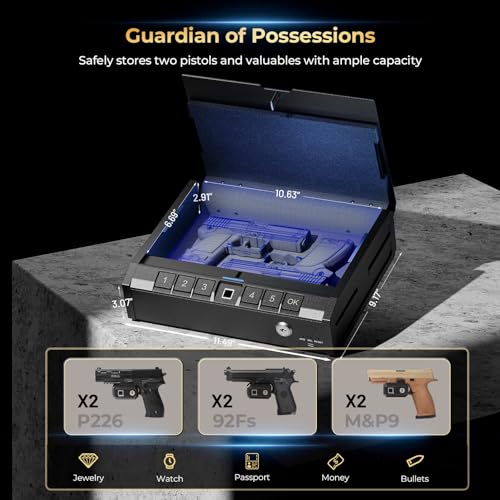 Biometric Fingerprint Gun Safe with Keypad Lock for Handguns
