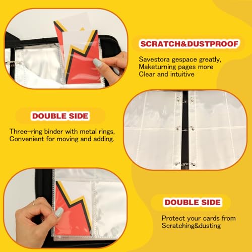 Red Lightning 4 Pocket Trading Card Binder for 400 Cards - MonBel