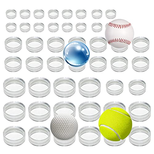 48 Pcs Clear Acrylic Ball Display Stands for Sports Collectibles, Spheres & Marbles — Round Ring Holder Set (Small, Medium, Large) – TERDEWE