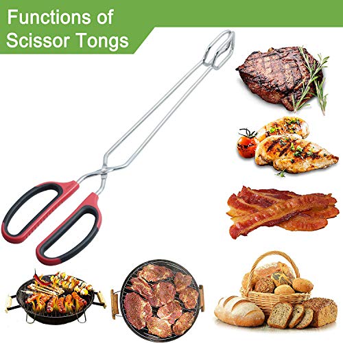 16-Inch Stainless Steel Scissor Tongs - Red