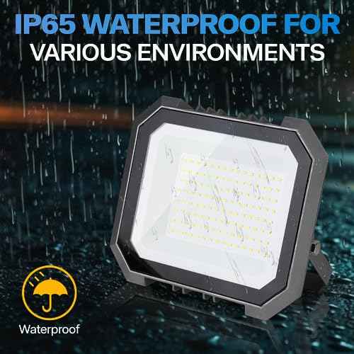 1 Pack LED Flood Lights Outdoor, 300W 30000LM Super Bright Floodlight Outside Work Light with 5.9FT Plug, IP65 Waterproof 6000K Outdoor LED Flood Light for Garage, Yard, Lawn, Garden