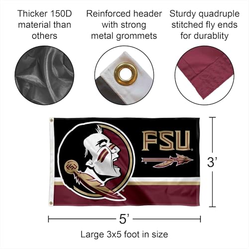 Florida State FSU Noles 3x5 College Flag Banner - Durable Polyester Tailgating & Wall Decor