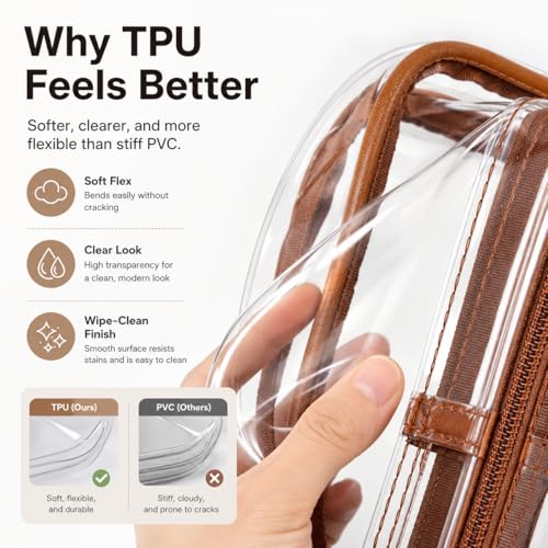Clear Crossbody Bag for Stadium Events - Brown