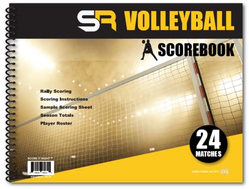Volleyball Scorebook – 24 Match Spiral Notebook with Roster & Stats