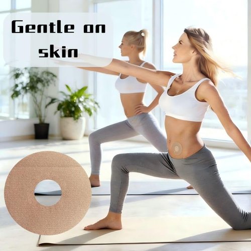 40 Pack Universal Adhesive Patches for CGM and Insulin Pumps, 0.8-Inch Hole, Waterproof & Breathable Patches, Pre-Cut Adhesive Tape, CGM Protection,Long Last Sensor Patches,Skin-Friendly Patches,Beige