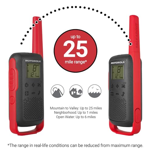 Motorola Solutions TALKABOUT T210 Two-Way Radios, Black/Red 2-Pack