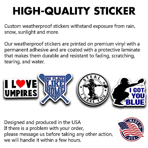 Baseball Umpire Sticker Set - I Love Umpires - 4 Pcs 2-Inch Full Color