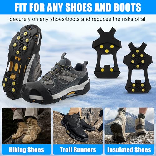 Ice Snow Cleats for Shoes & Boots - Non-Slip Rubber Crampons, X-Large