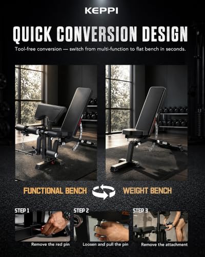 Functional Weight Bench - Adjustable 12+3 Multi-Angle Design, 1200 lb Capacity