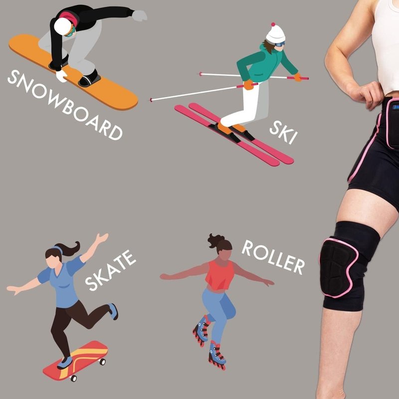 BelugaDesign Padded Shorts Knee Set | Women Winter Sports Ski Snowboard 3D Impact Pad | Adjustable Breathable Protective Gear Butt Hip Knee Brace