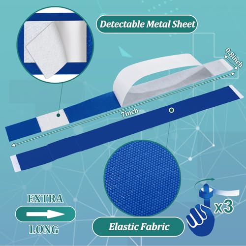 Geiserailie 120 Pcs Blue Metal Bandages 0.8" x 7" Slender Food Industry Safe