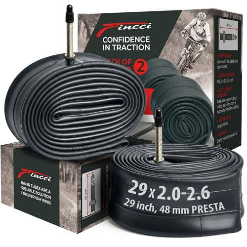 29 Inch Mountain Bike Tubes - Pack of 2, Black, Butyl Rubber